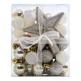 Boxed Christmas ornament set with glitter star topper and mixed silver baubles