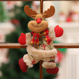 Plush reindeer Christmas ornament with plaid scarf and red nose
