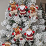 Set of 4 plush Christmas ornaments: reindeer, Santa, bear, and snowman