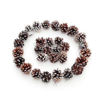 Pine cone ornament wreath with brown and white speckled pine cones