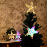 LED star tree topper with multicolour light five-point star and cone base