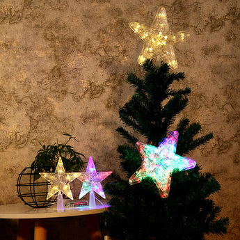 LED star tree topper with multicolour light five-point star and cone base
