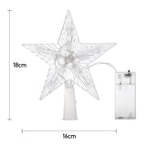 LED star tree topper set, 16cm wide; five-point clear star with cone base and battery