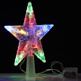 Multicolour LED star tree topper with five-point star light pattern on cone base