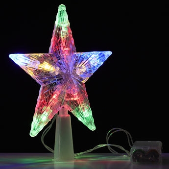 Multicolour LED star tree topper with five-point star light pattern on cone base