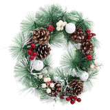 Artificial Christmas wreath, green with pinecones, red berries and white baubles