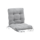 Light grey deep seat lawn chair cushion with tufted backrest, seat pad, tie straps
