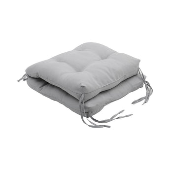 Light grey deep seat lawn chair cushion, folded seat and back with tie straps