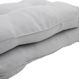 Light grey deep seat lawn chair cushion fabric with stitched tufting and smooth surface