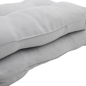 Light grey deep seat lawn chair cushion fabric with stitched tufting and smooth surface