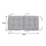 Light grey deep seat lawn chair cushion set, 110cm x 50cm, tie straps