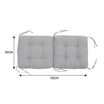 Light grey deep seat lawn chair cushion set, 110cm x 50cm, tie straps