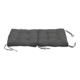 Dark grey deep seat lawn chair cushion set, tufted back and seat with tie straps