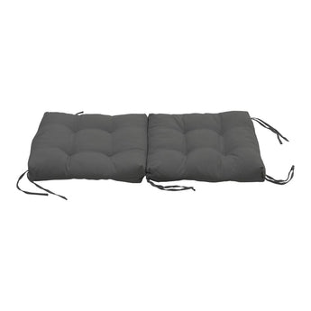 Dark grey deep seat lawn chair cushion set, tufted back and seat with tie straps