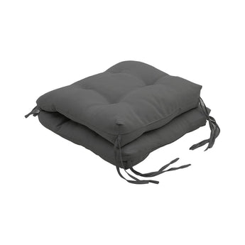 Dark grey deep seat lawn chair cushion, padded seat and back with tie straps