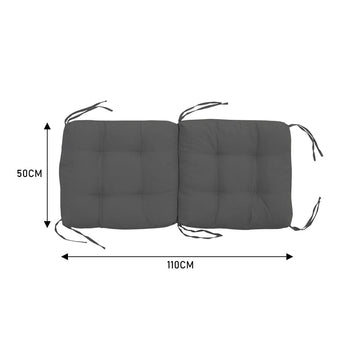 Dark grey deep-seat lawn chair cushion pair, 110cm wide and 50cm high
