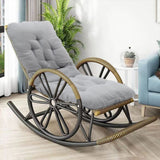 Rocking chair tufted seat pad, light gray cushion with deep button tufts