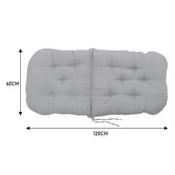 Light grey tufted rocking chair seat pad cushion with dimensions 120cm x 60cm
