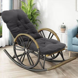 Dark grey tufted rocking chair seat pad cushion with corner ties