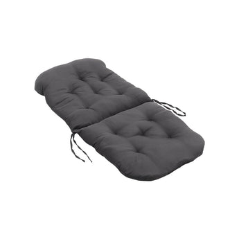 Dark grey tufted seat pad cushion with adjustable tie straps