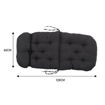 Rocking chair seat pad, dark grey tufted cushion, 120 x 60 cm