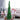 Collapsible pop-up tinsel Christmas tree, green, with base and dense star tinsel