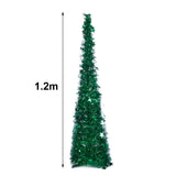 1.2 m collapsible pop-up tinsel Christmas tree, green, full upright profile