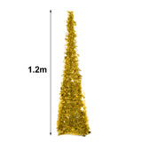1.2 m collapsible pop-up tinsel Christmas tree, gold, upright silhouette
