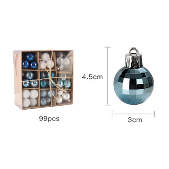 Blue and black plaid Christmas ball ornament with cap, 4.5 cm tall and 3 cm wide