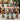 Christmas nutcracker soldier figurines set of four, front view with crowns and uniform details