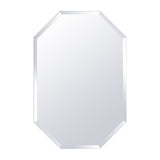 Octagonal wall mirror with beveled edge and white metal frame
