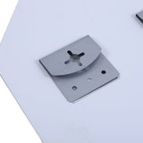 Mounting bracket and screws on the back of an octagonal wall mirror