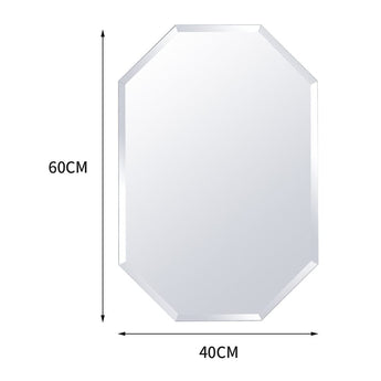 Octagonal wall mirror dimensions: 60cm height, 40cm width