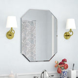 Octagonal wall mirror with beveled glass edge, clear reflective surface