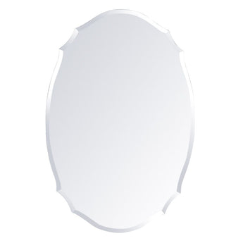 Ellipsenförmiger 60cm Wandspiegel mit Facettschliff und runder Kantenform