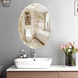 60cm Hängespiegel mit Ellipsenform und Facettschliff, Wandmontage