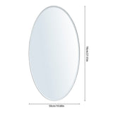 Oval frameless wall mirror size: 70cm height, 50cm width