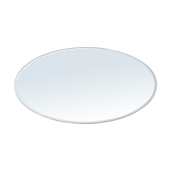 Oval frameless mirror with clear reflective glass and slim border