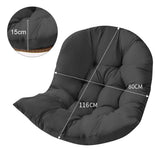 Thick egg swing chair cushion, black, tufted curved design with size markings