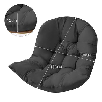 Thick egg swing chair cushion, black, tufted curved design with size markings