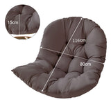 Thick egg swing chair cushion, dark grey, tufted curved pad with measurements
