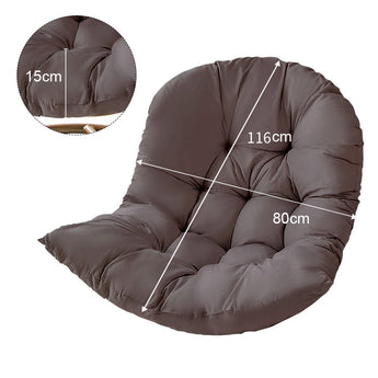 Thick egg swing chair cushion, dark grey, tufted curved pad with measurements