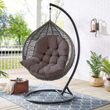 Thick egg swing chair cushion, dark grey, quilted tufted seat back pad