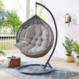 Thick egg swing chair cushion, light grey, tufted seat back in hanging chair