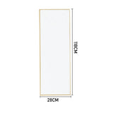 Full-length mirror size: 118cm high, 28cm wide, gold frame