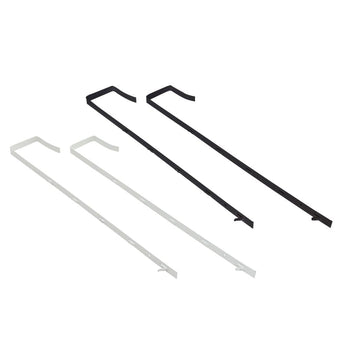 Over-door bracket set: light gray metal straps with hooks
