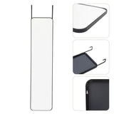 Full-length door mirror with rounded edges and hanging hooks; white frame
