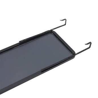 Rounded-edge full-length mirror with black back and two metal hanging brackets