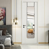 Door mirror, full length, rounded corners, and white frame
