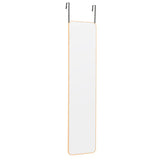 Full-length hanging mirror with rounded edges and gold-framed border